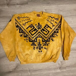 Tribal Graphic Crewneck Sweater - Mustard
